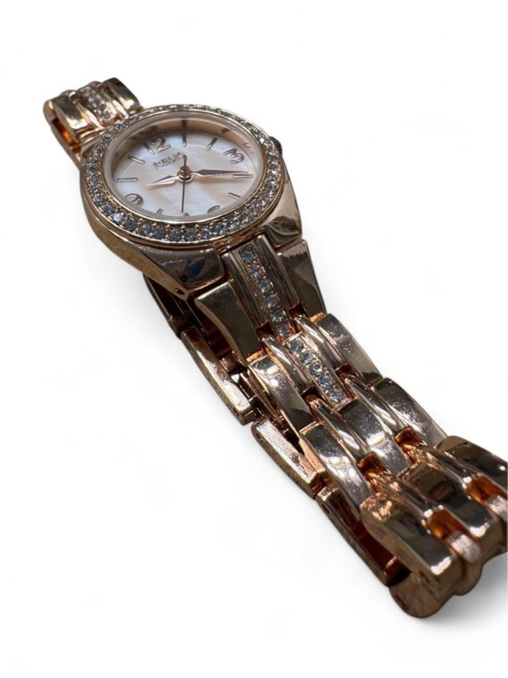 Relic Rose Gold Crystal Link Bracelet Watch